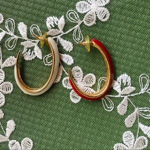 Red and White Earrings